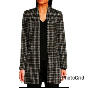 Calvin Klein Black Multi Metallic Tweed  Topper Jacket with side flap pockets